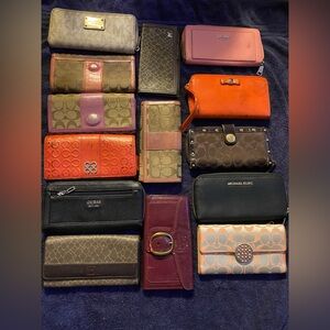 Lot of 14 Coach Michael Kors Furla Nina ricci  Guess zipper long wallets